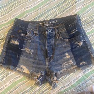 American Eagle Patchwork Denim Cutoff Shorts